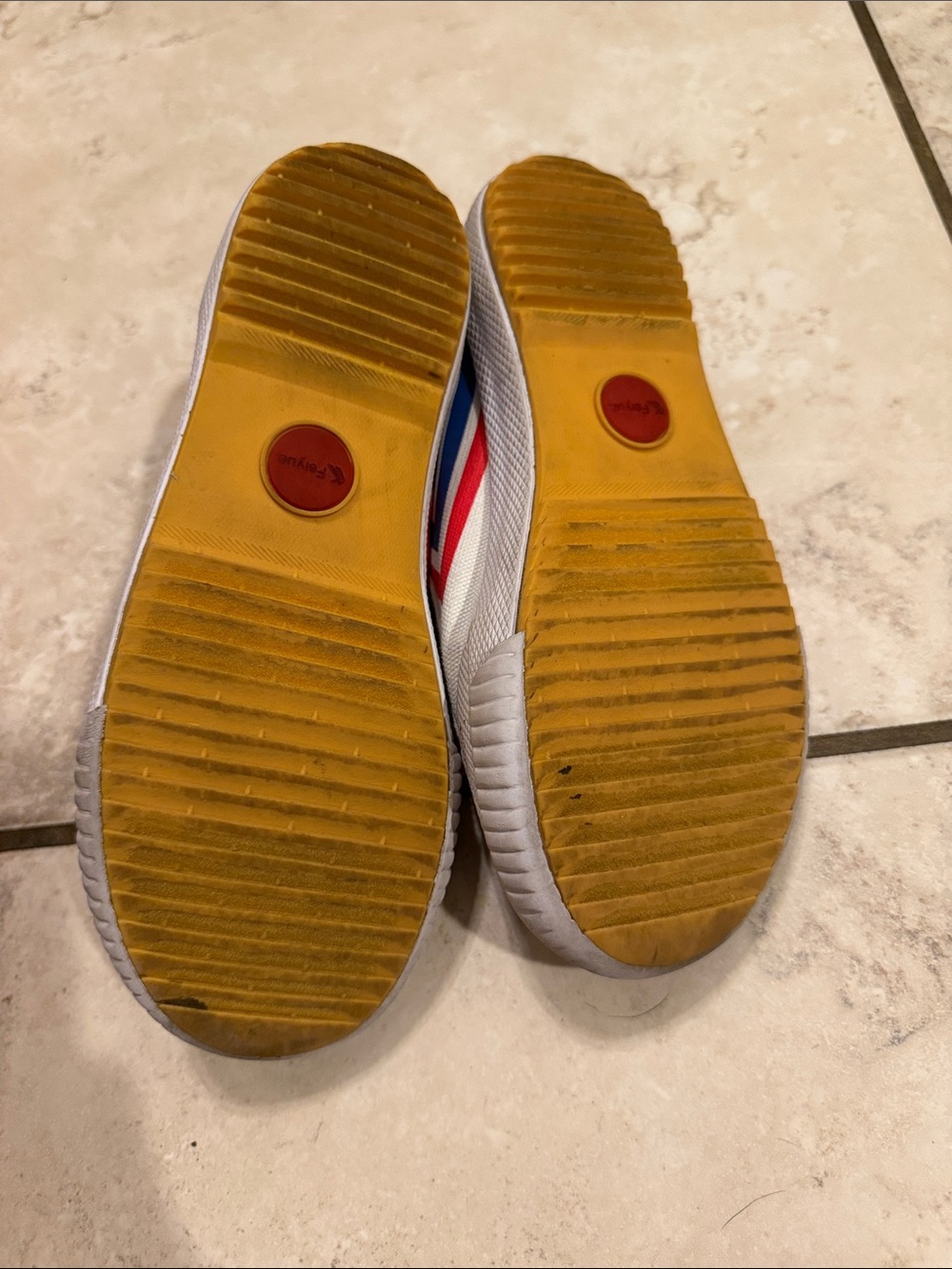 Feiyue Kids White Canvas Sneakers with Red & Blue Accents Size 1 - Picture 8 of 8